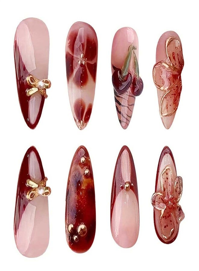Foccna Press on Nails Medium Tortoiseshell Fake Nails Almond Glossy False Nail Tips Artificial Nails Finger Manicure for Women -24pcs, Gorgeous Nails - Image 4